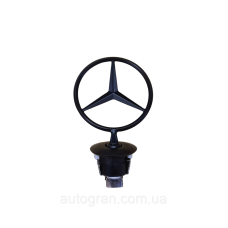 Емблема капота Mercedes приціл стиль W221 чорна глянцева