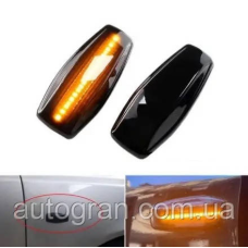 LED Покажчики повороту на крило Hyundai Tucson Kia Sportage 04-10 чёрные чорні