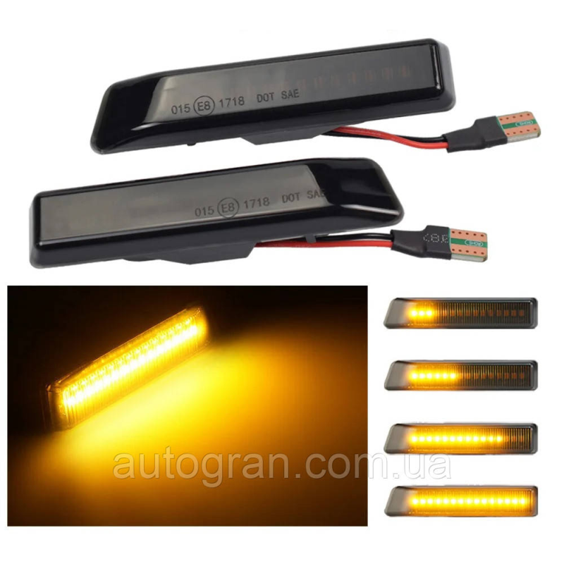 LED Покажчики повороту на крило BMW X5 E53 чорні 2000-