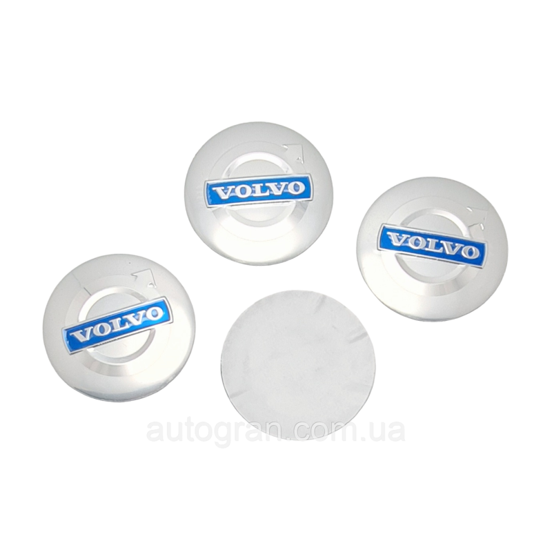 Наклейки на ковпачки литих дисків Volvo 56мм срібні