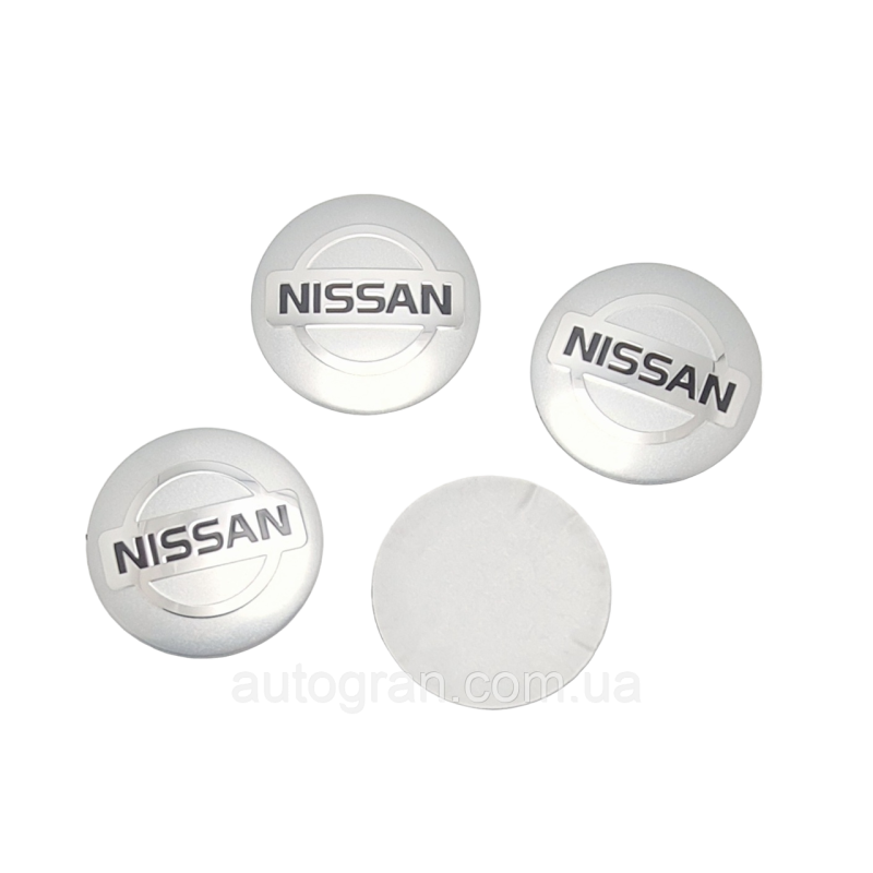 Наклейки на ковпачки литих дисків Nissan 56мм срібні