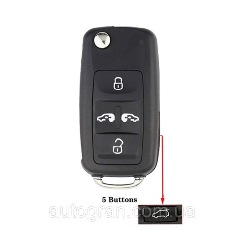 Корпус викидного ключа VW Volkswagen Sharan Multivan Touran 4+1 кнопки після 2009г