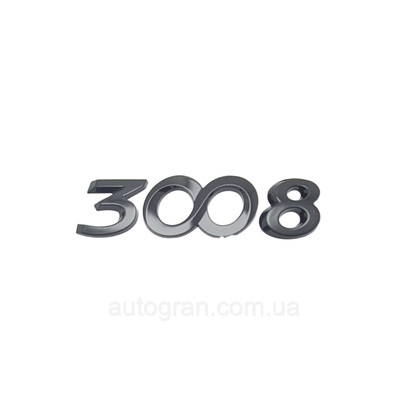 Емблема напис багажника Peugeot 3008 чорна старий тип Емблема напис багажника Peugeot 3008 чорна старий тип