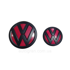 Комплект емблем решітки і багажника VW Volkswagen Jetta 2015-2019 чорно-червоні матові