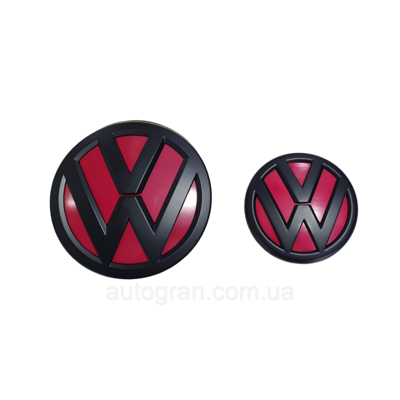 Комплект емблем решітки і багажника VW Volkswagen Jetta 2015-2019 чорно-червоні матові