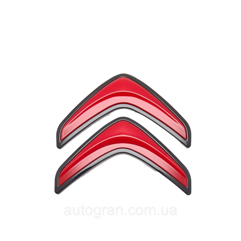 Емблема кузова та решітки радіатора Citroen 11,5см*10,5см новий тип чорно-червона
