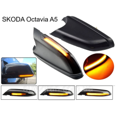 Вказівники повторювачі повороту в дзеркала Skoda Octavia A5 2004-2009 чорні динамічні