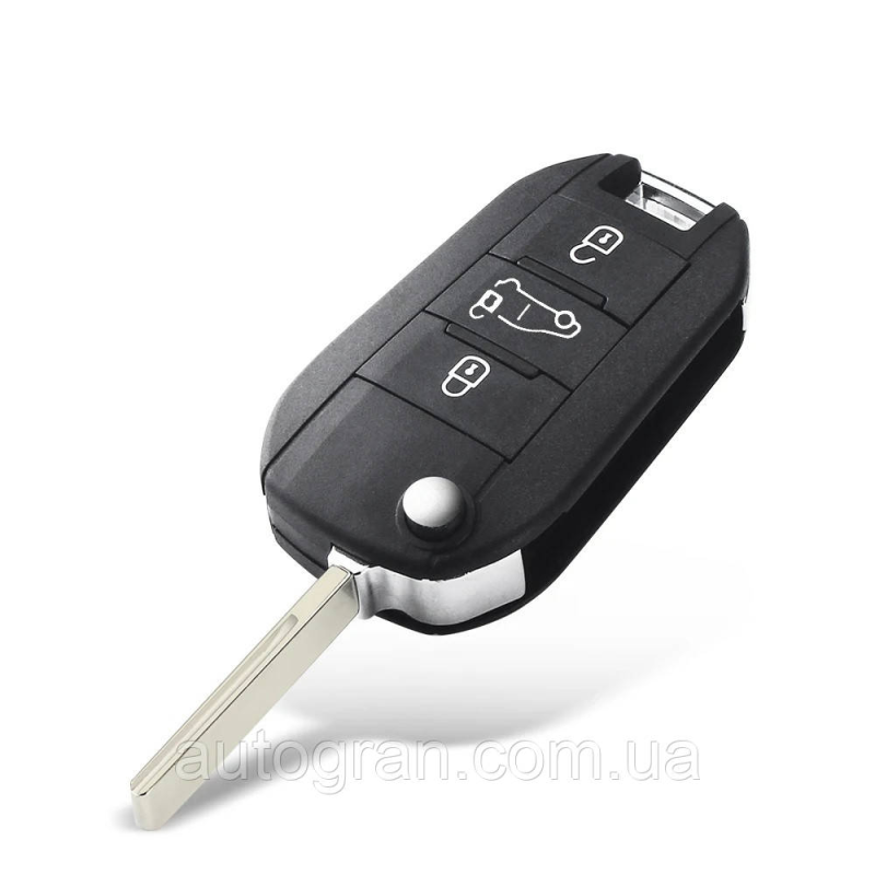 Корпус викидного ключа 3 кнопки Citroen Peugeot HU83