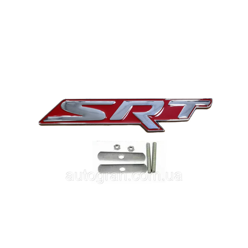 Емблема решітки радіатора Dodge Jeep Chrysler SRT червона 15см*3см