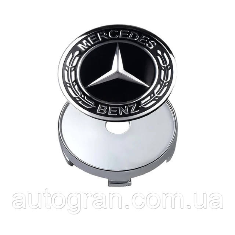 Заглушки ковпачки литих дисків Mercedes 60 мм чорні тип2