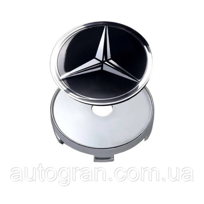 Заглушки ковпачки литих дисків Mercedes 60 мм чорні тип3