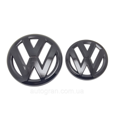 Комплект накладок на емблеми решітки та багажника Volkswagen Jetta 2011-2015 чорні глянцеві