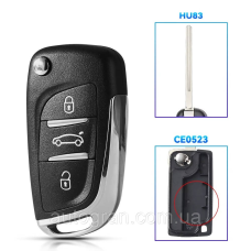 Корпус викидного ключа 3 кнопки Peugeot HU83