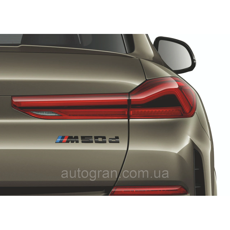 Емблема напис багажника BMW M50d чорна