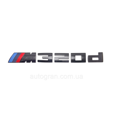 Емблема напис багажника BMW M320d чорний глянець