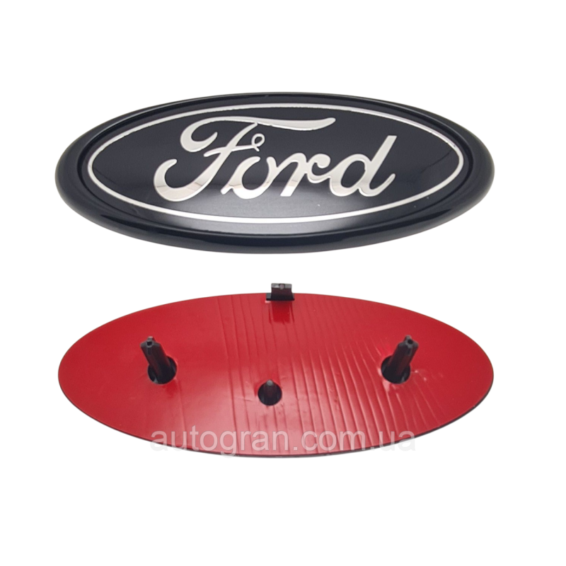 Емблема решітки радіатора та багажника Ford 145мм*55мм чорна+хром глянцева