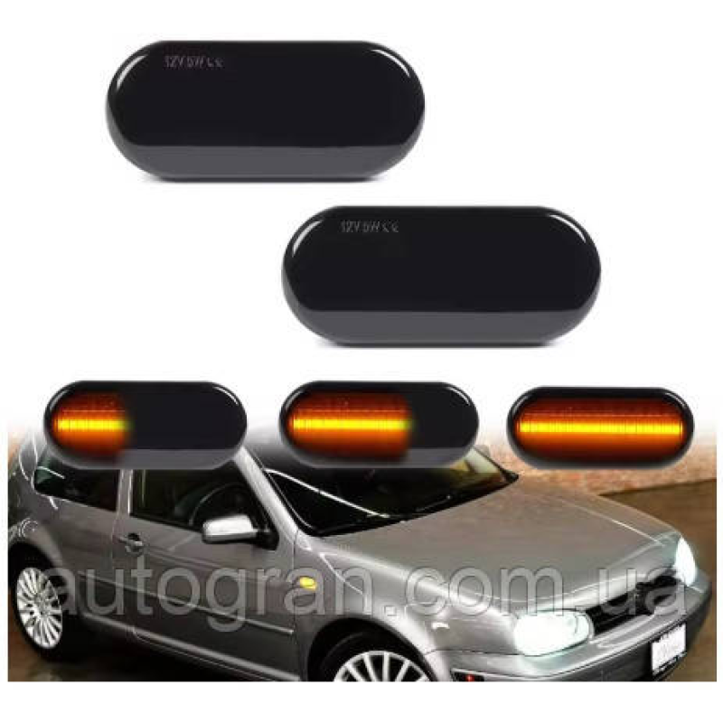 LED Покажчики повороту на крило VW Volkswagen Golf 3 4 Passat B5 B5+ чорні