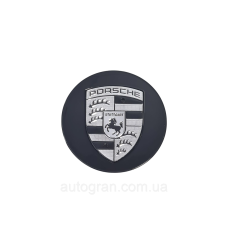 Заглушки ковпачки литих дисків Porsche чорні з чоно-білим логотипом
