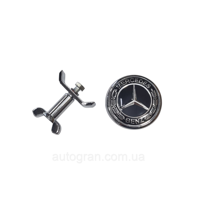 Емблема заглушка значка капота Mercedes хром з чорним