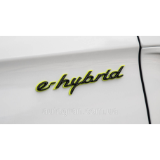 Емблема напис Porsche e-hybrid чорна