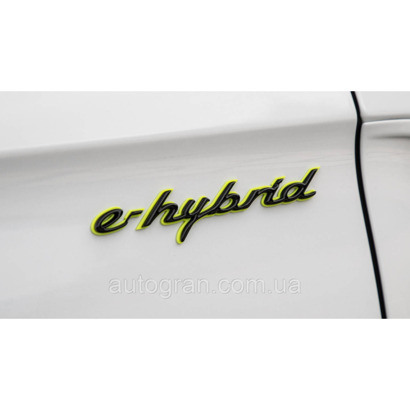 Емблема напис Porsche e-hybrid чорна