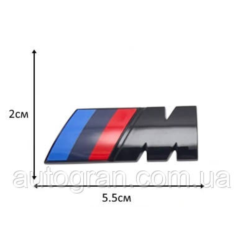 Емблема кузова та на крила BMW M-power чорна 5.5см*2см