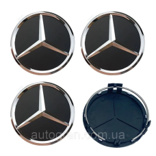 Заглушки ковпачки литих дисків Mercedes 75 мм чорні матові