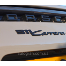 Емблема напис багажника Porsche 911 Carrera чорний глянець