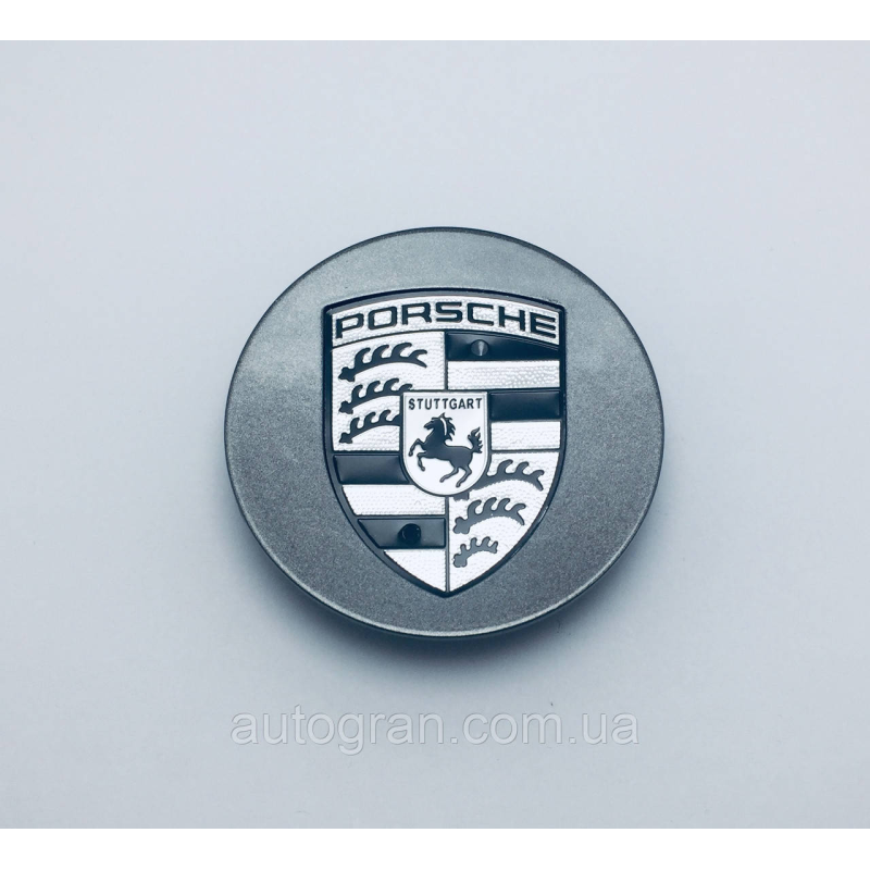 Заглушки ковпачки литих дисків Porsche графіт чорно-білий логотип