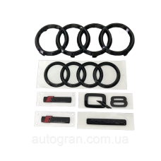 Комплект чорних емблем антихром Audi Q8