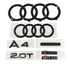 Комплект чорних емблем антихром Audi A4