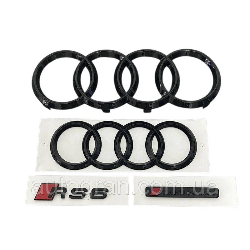 Комплект чорних емблем антихром Audi RS6