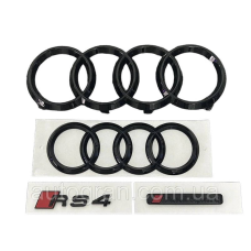 Комплект чорних емблем антихром Audi RS4