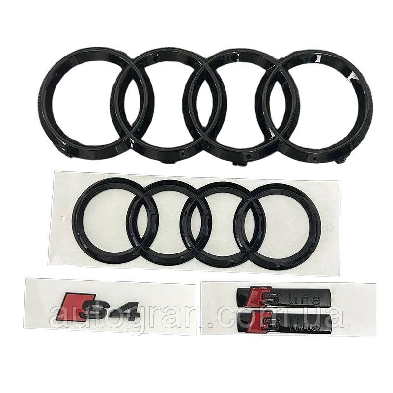 Комплект чорних емблем антихром Audi S4