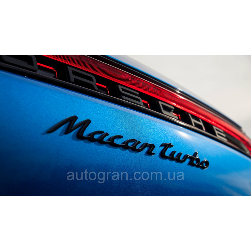 Емблема напис багажника Porsche Macan turbo чорна глянцева