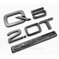 Емблеми написи багажника Audi Q5 2.0T quattro чорні