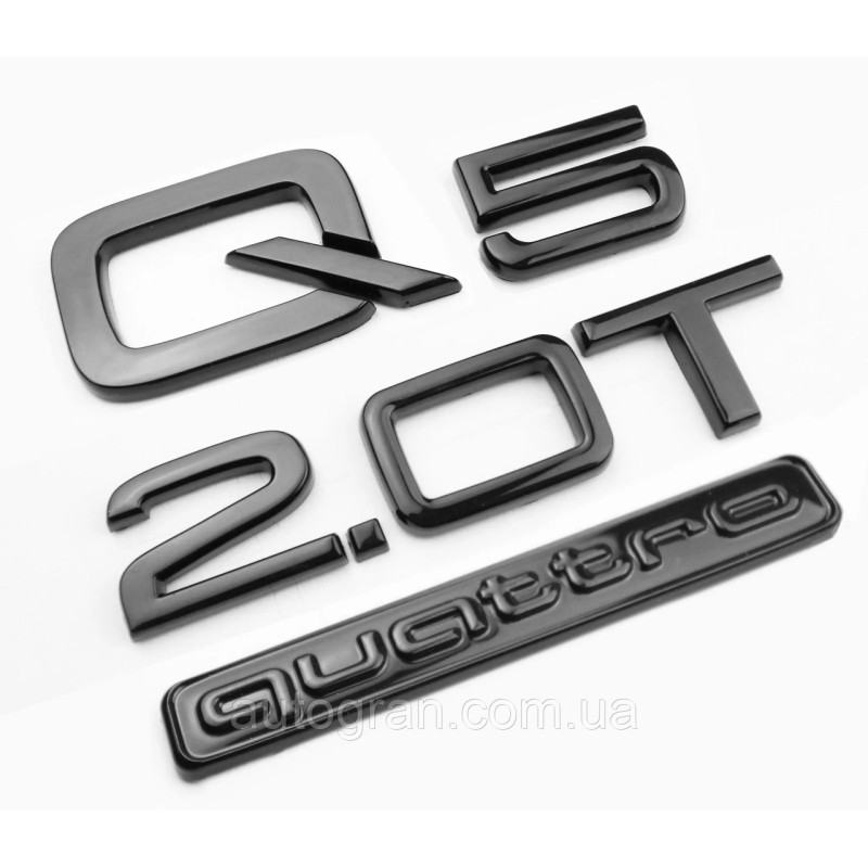Емблеми написи багажника Audi Q5 2.0T quattro чорні