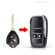 Ключ викидний для тюнінга штатного ключа Toyota Rav4 Corolla Camry 2+1 кнопки