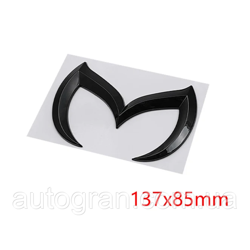 Емблема кришки багажника Mazda 137мм*85мм чорна batman