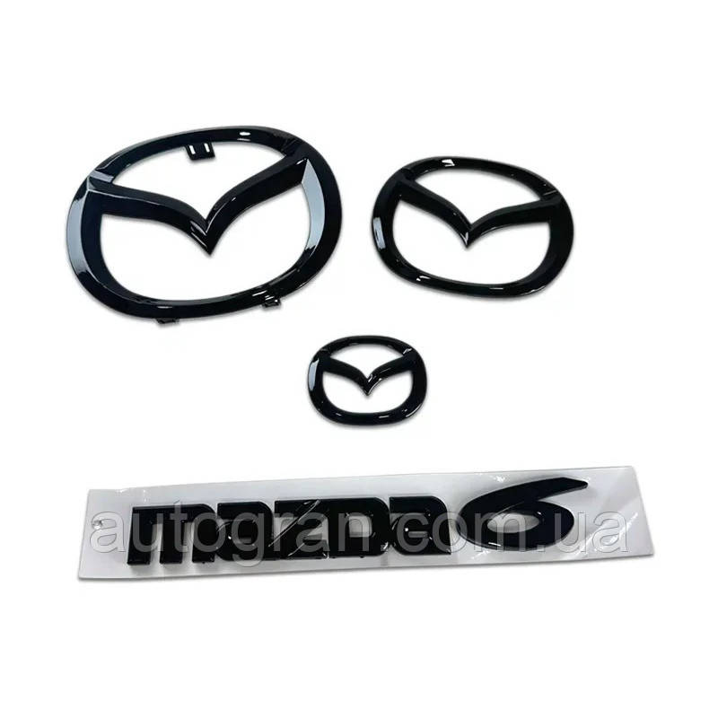 Комплект чорних емблем Mazda 6 2005-2012 GG GH