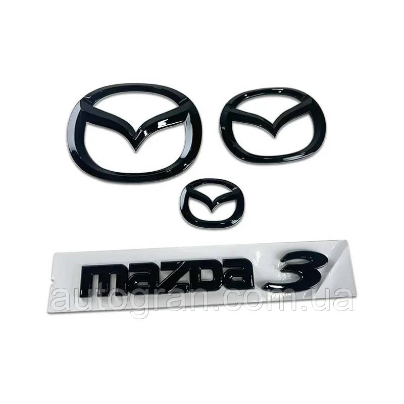 Комплект чорних емблем Mazda 3 2008-2016 BL BM