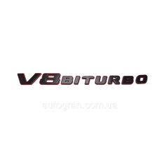 Емблема кузова Mercedes V8 biturbo чорно-червона