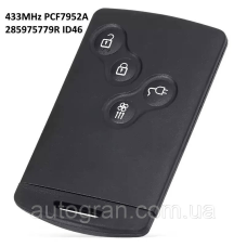 Ключ-карта Renault Zoe 433MHZ PCF7952A ID46 285975779R