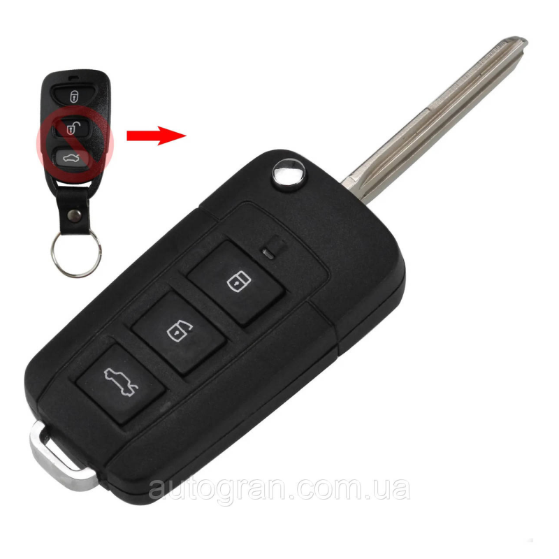 Ключ викидний для Hyundai Tucson Accent Santa Fe Elantra Getz Sonata 3 кнопки