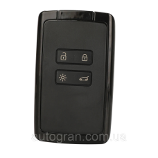 Корпус ключ-карта Renault Megane Espace Scenic Captur Koleos чорна