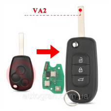 Ключ викидний Renault Logan Trafic Kangoo Master Opel Vivaro  3 кнопки VA2 433Mhz ID46 PCF7947