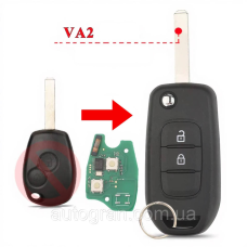 Ключ викидний Renault Logan Trafic Kangoo Master Opel Vivaro 2 кнопки VA2 433Mhz ID46 PCF7947
