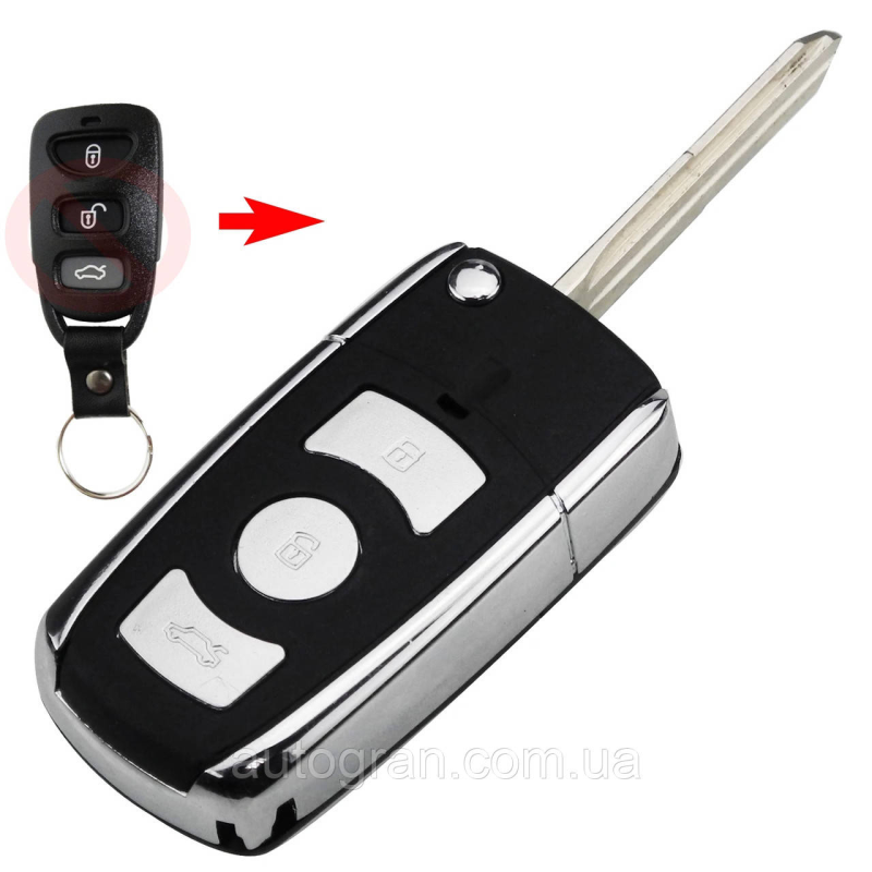 Ключ викидний для Hyundai Tucson Accent Santa Fe Elantra Getz Sonata 3 кнопки
