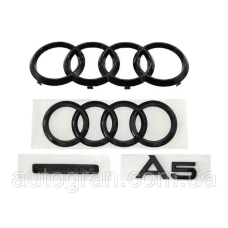 Комплект чорних емблем антихром Audi A5 2010-2019