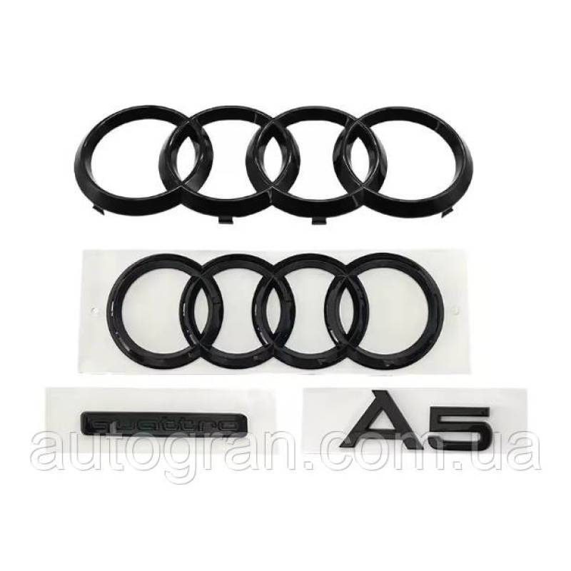 Комплект чорних емблем антихром Audi A5 2010-2019